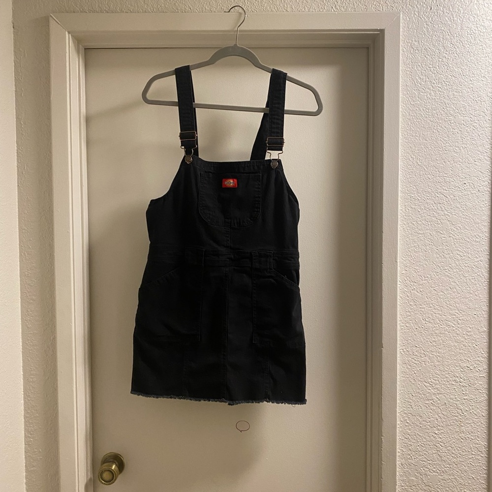 Black Denim Overall Dress